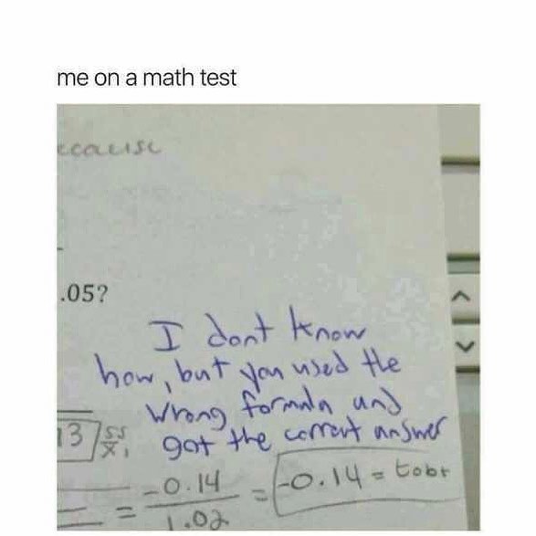 me on a math test