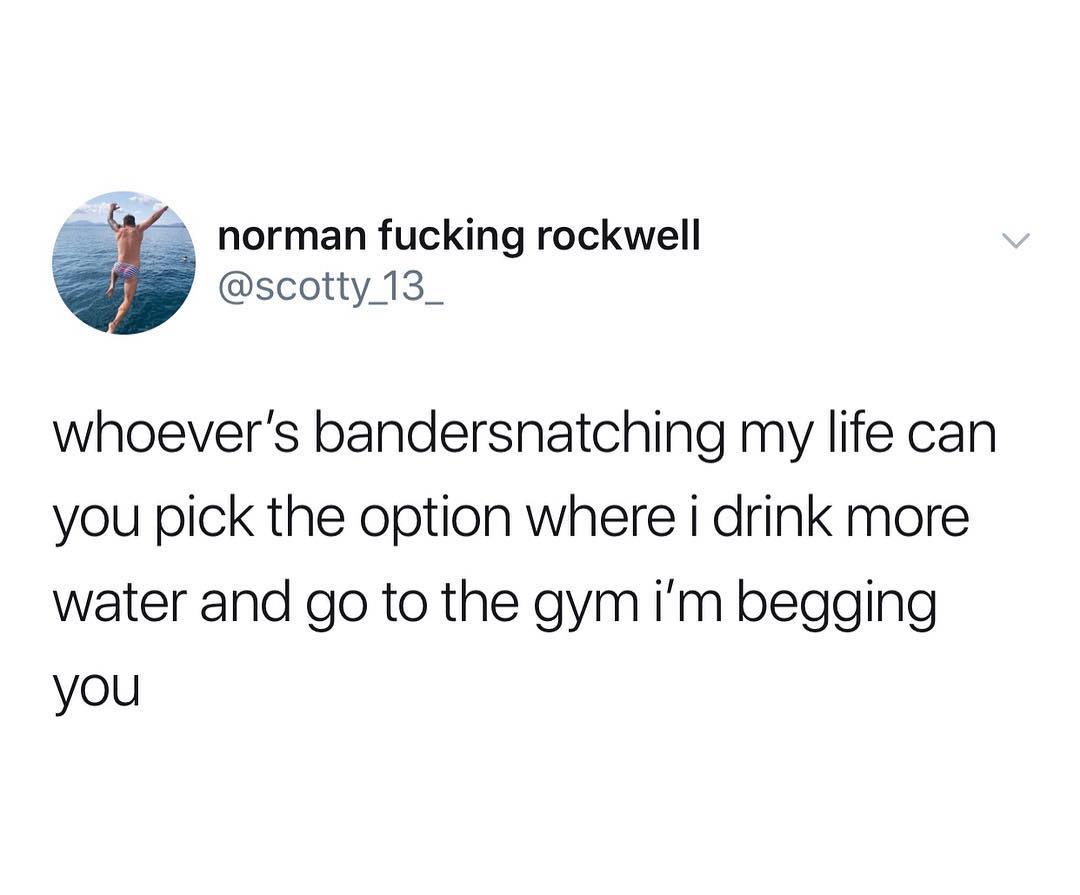 norman fucking rockwell scotty 13_ whoevers bandersnatching my life can you pick the option where i drink more water and go to the gym im begging you