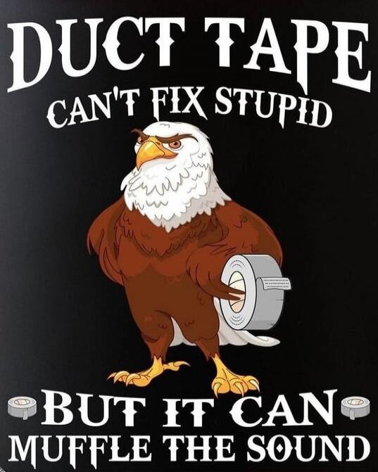 DUCT TAPE CAN'T FIX STUPID BUT IT CAN MUFFLE THE SOUND