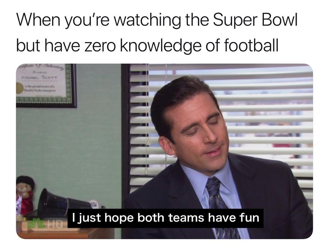 When youre watching the Super Bowl but have zero knowledge of football _ IJust hope both teams have fun u ey