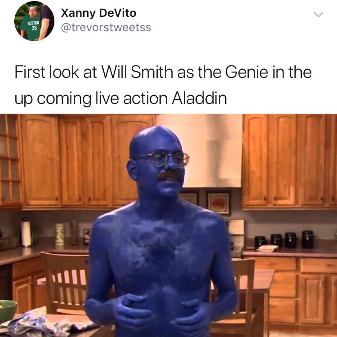 88 Xanny DeVito B J trevorstweetss First look at Will Smith as the Genie in the up coming live action Aladdin l t w j L 111