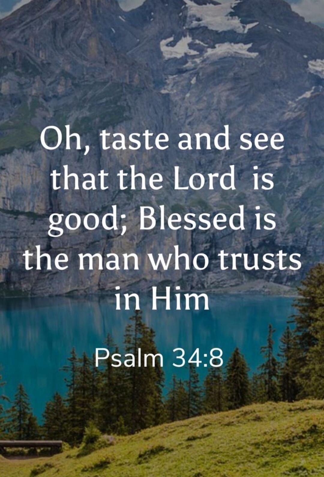 Oh, taste and see that the Lord is good; Blessed is the man who trusts in Him Psalm 34:8