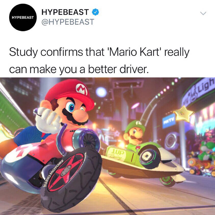 EEEEEEE M HYPEBEAST HYPEBEAST Study confirms that Mario Kart really can make you a better driver