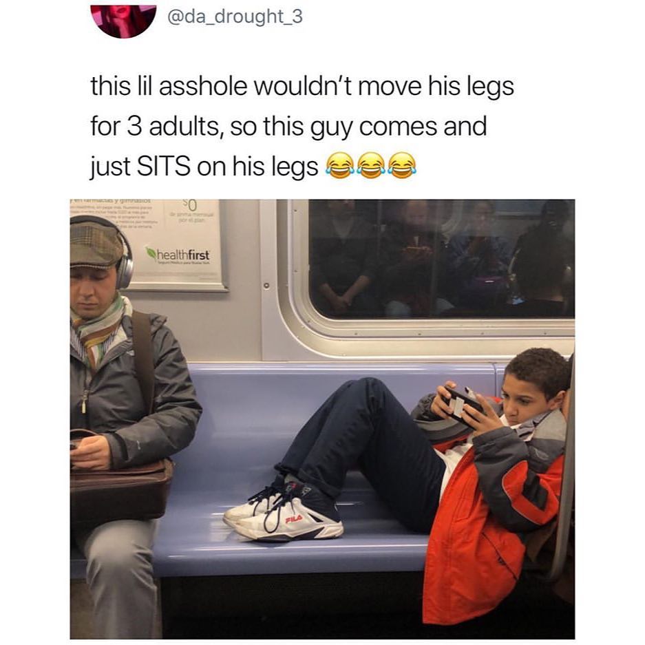 da_drought_3 this lil asshole wouldnt move his legs for 3 adults so this guy comes and just SITS on his legs