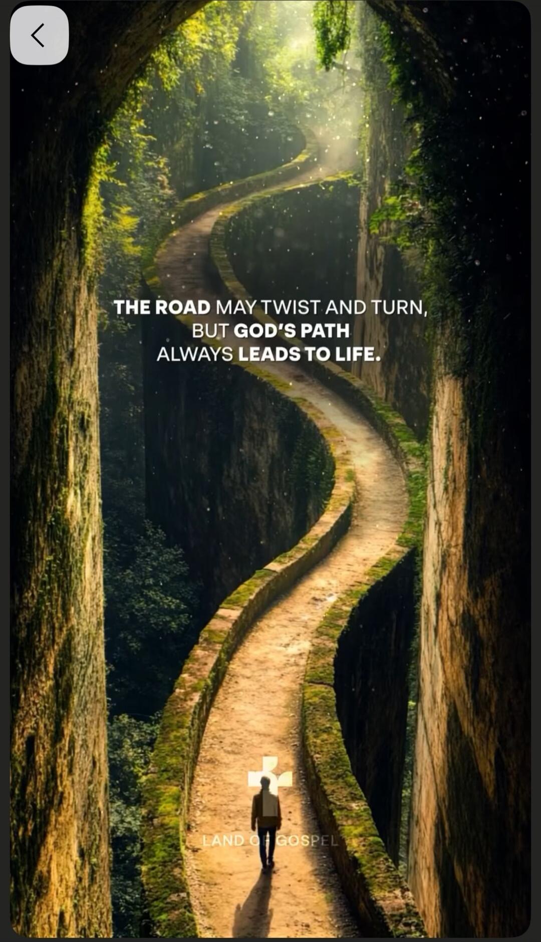 THE ROAD MAY TWIST AND TURN, BUT GOD'S PATH ALWAYS LEADS TO LIFE. LAND OF GOSPEL