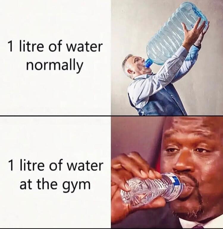 1 litre of water normally 1 litre of water at the gym