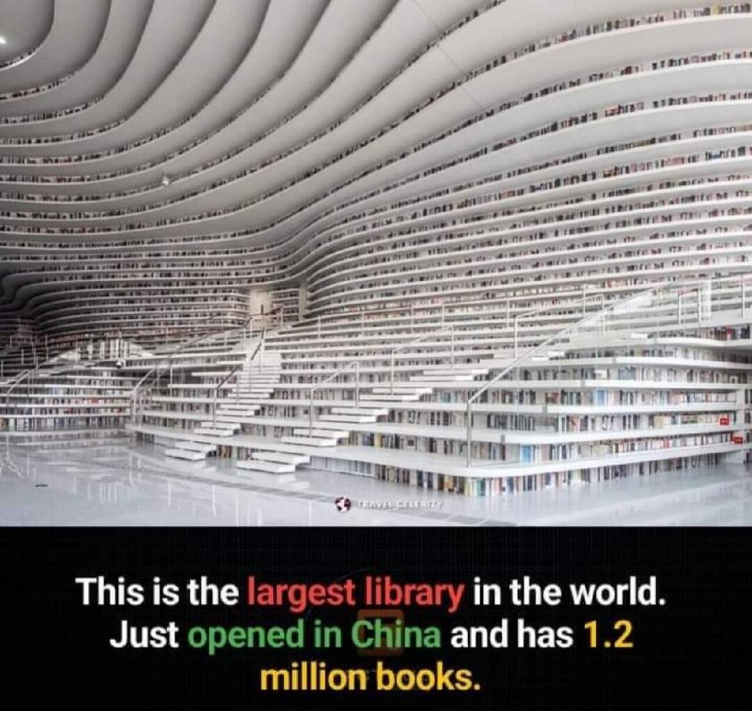 This is the largest library in the world RITE QTS China and has 12