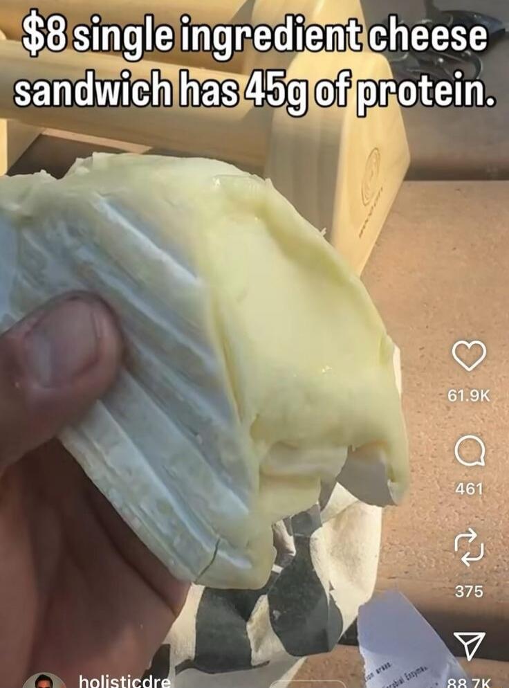 $8 single ingredient cheese sandwich has 45g of protein.