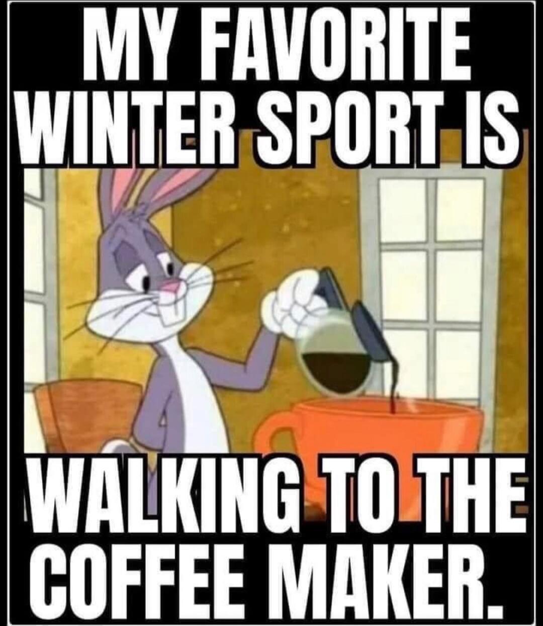 My favorite winter sport is walking to the coffee maker.