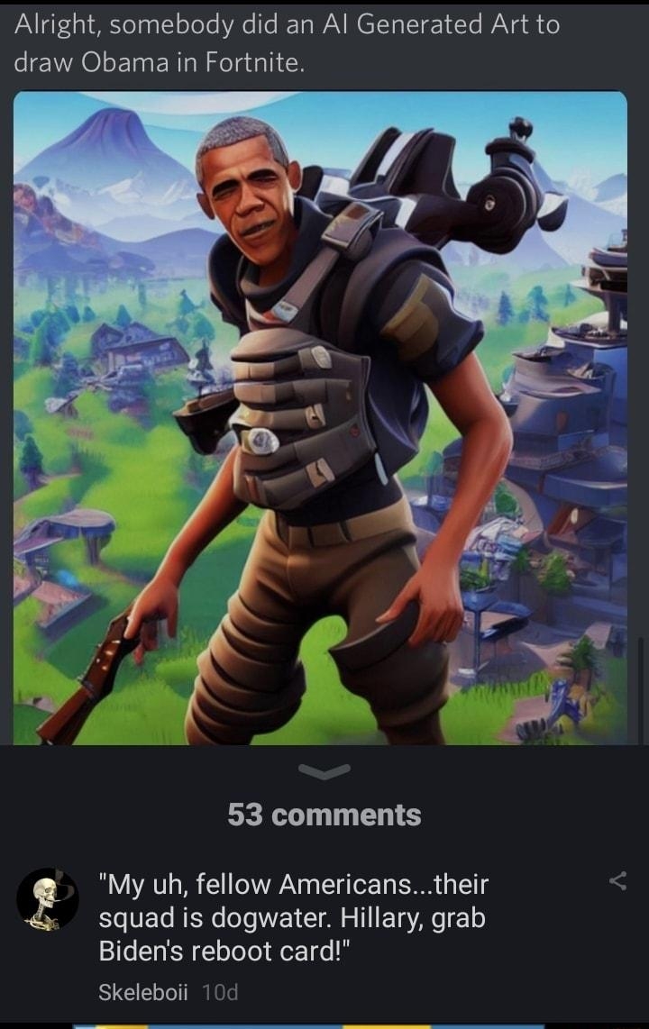 featured Q REIERIPLEE Gl subscribe Alright somebody did an Al Generated Art to CICIAOLEERINIGIES 53 comments g My uh fellow Americanstheir RO VETe NERG 0T Y I B T ETAA Bidens reboot card Skeleboii