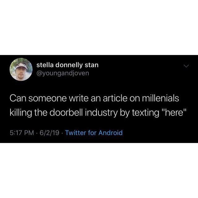 stella donnelly stan youngandjoven OZTaRslelpqlTelalAWgI CRTal g ol SXelaRaall I STalFE killing the doorbell industry by texting here SCCT oTple ol e