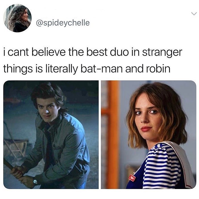 i J spideychelle i cant believe the best duo in stranger things is literally bat man and robin