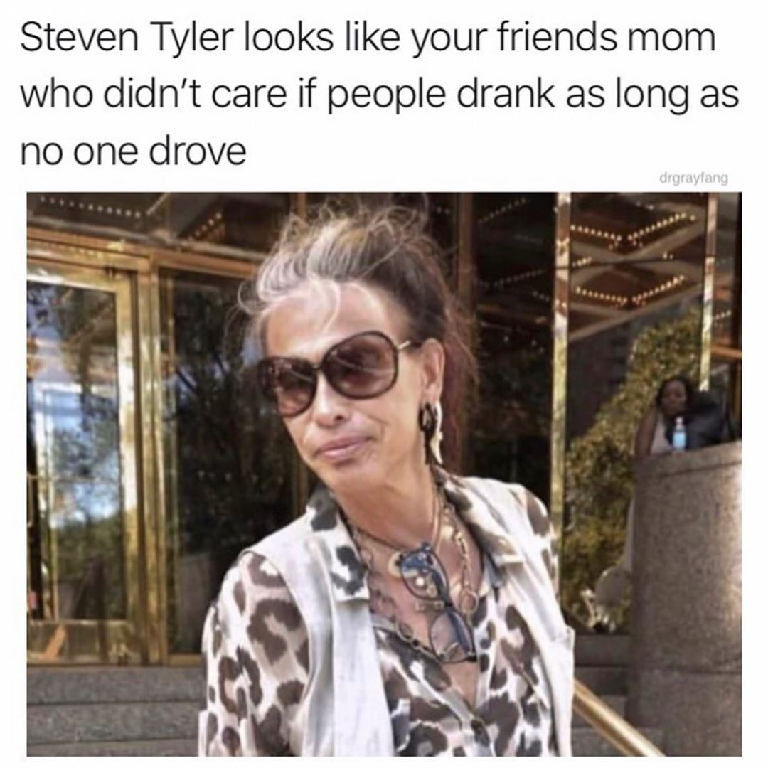 Steven Tyler looks like your friends mom who didnt care if people drank as long as no one drove