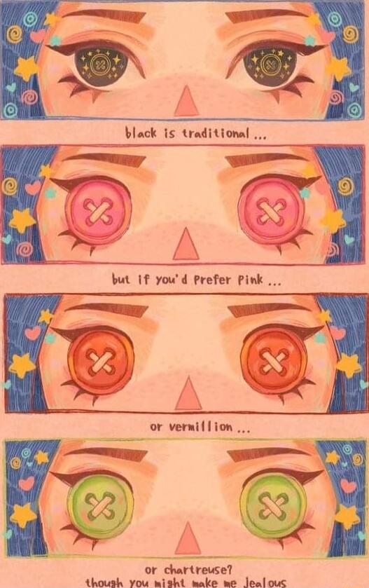 black is traditional but If youd prefer pink or chartreuse thoush You nisht make we Jealous