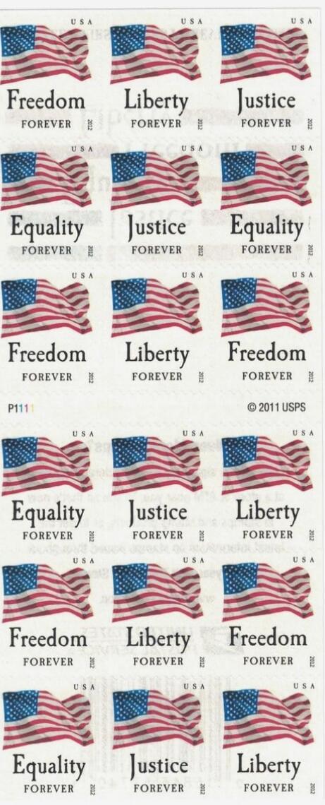 USA Freedom FOREVER 2012 Liberty Justice Equality P1111 © 2011 USPS