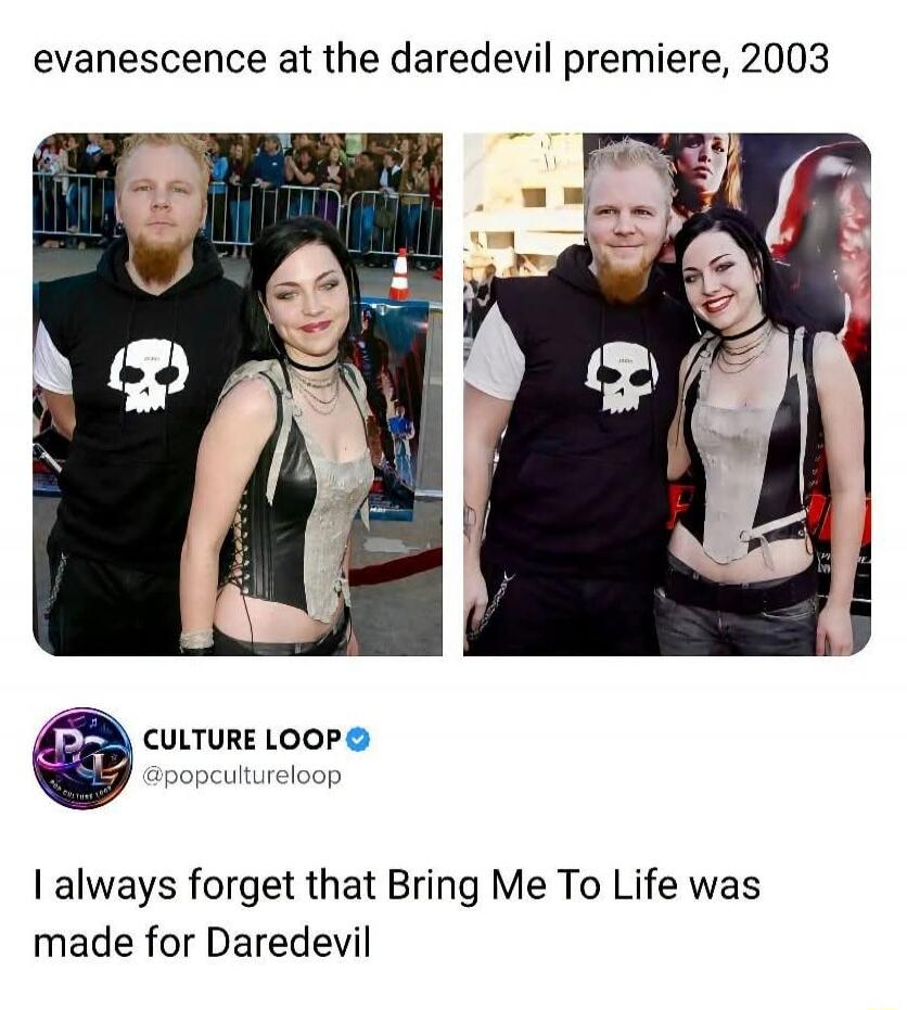 Evanescence at the Daredevil premiere, 2003. I always forget that Bring Me To Life was made for Daredevil.