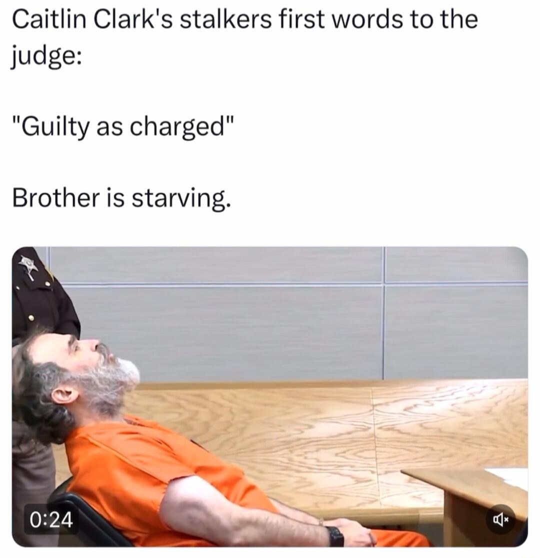 Caitlin Clarks stalkers first words to the judge Guilty as charged Brother is starving