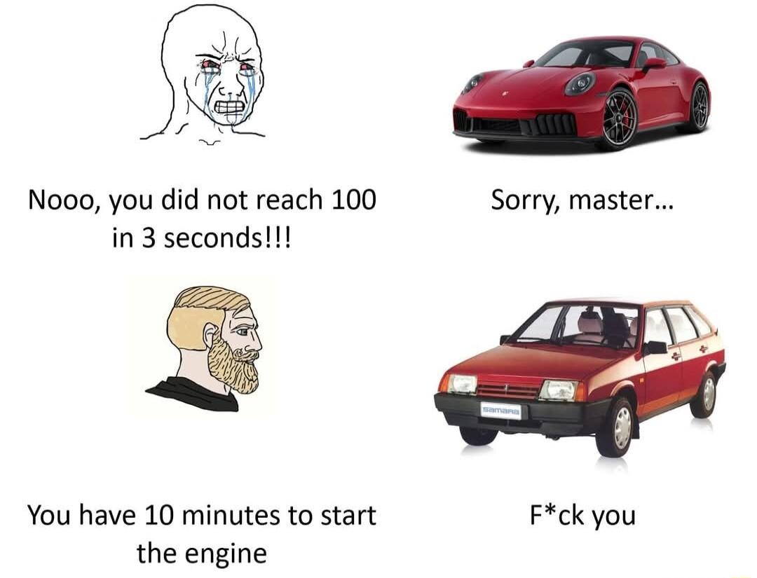 Nooo you did not reach 100 Sorry master in 3 seconds You have 10 minutes to start Fckyou the engine