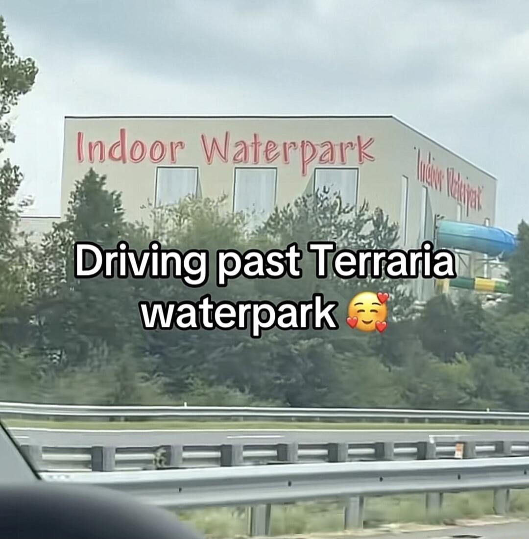Indoor Waterpark. Driving past Terraria waterpark 🥰