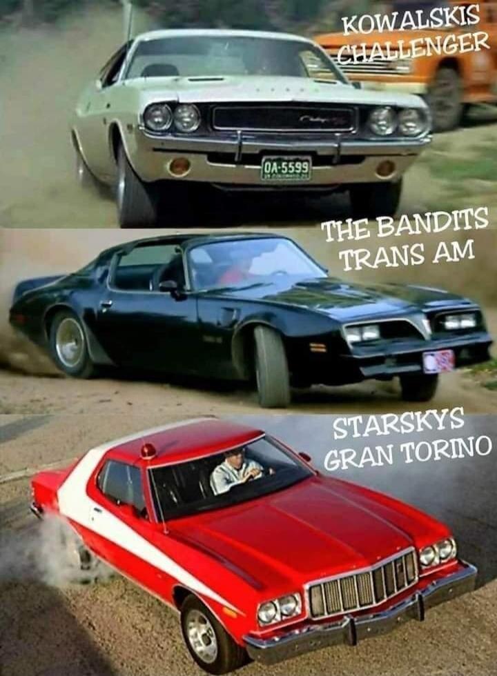 KOWALSKIS CHALLENGER THE BANDITS TRANS AM STARSKYS GRAN TORINO