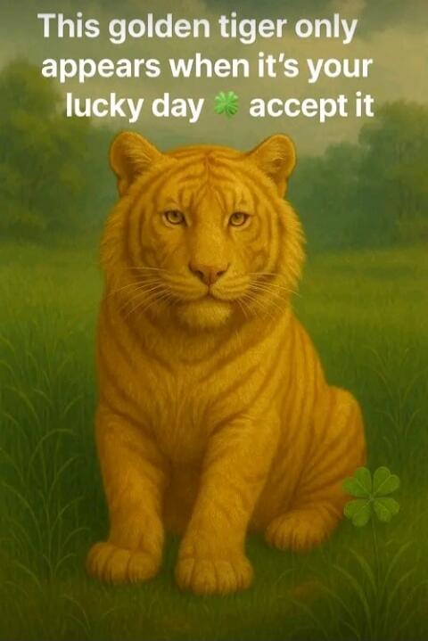 This golden tiger only appears when it's your lucky day 🍀 accept it
