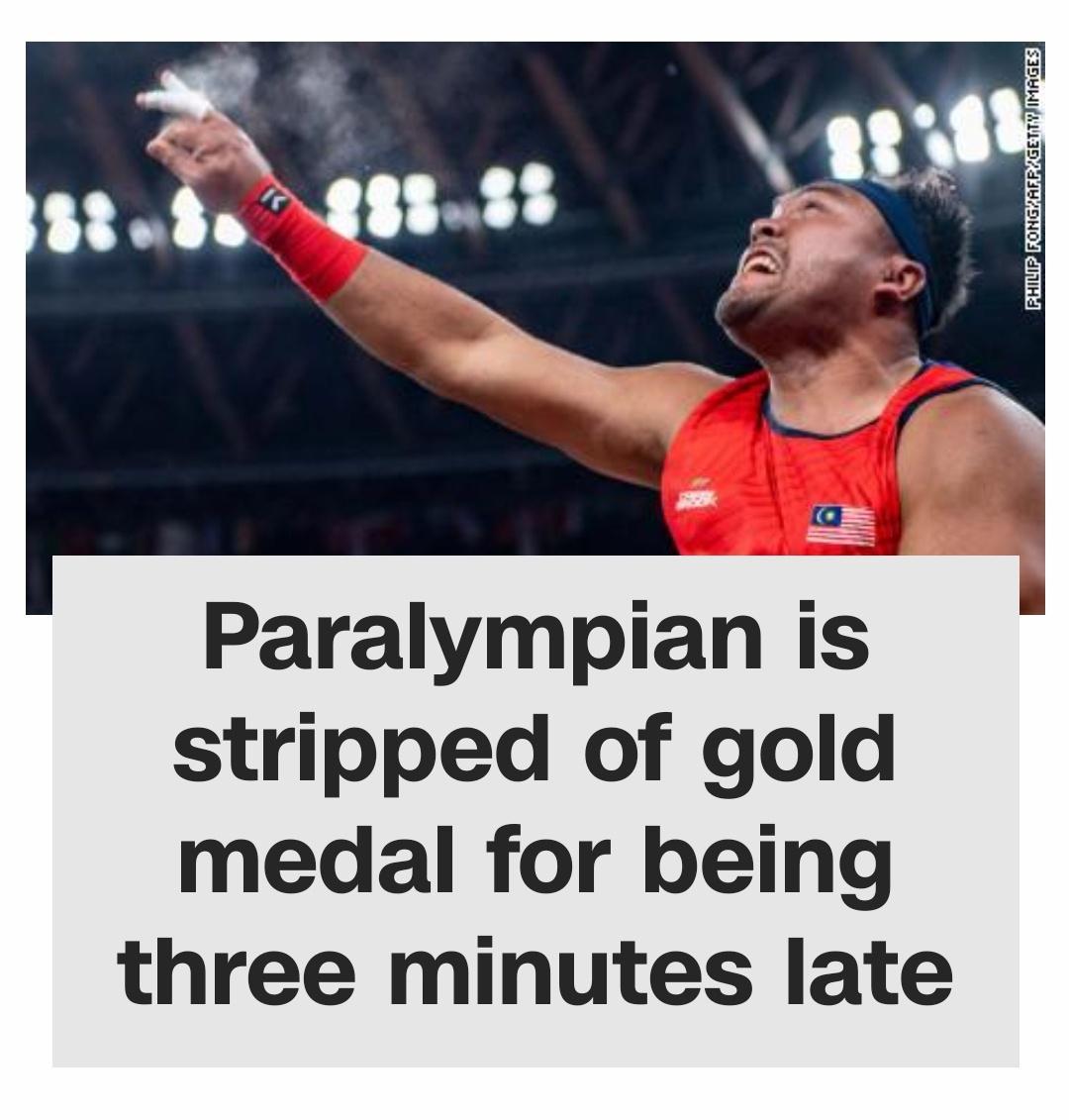 B Paralympian is stripped of gold medal for being three minutes late
