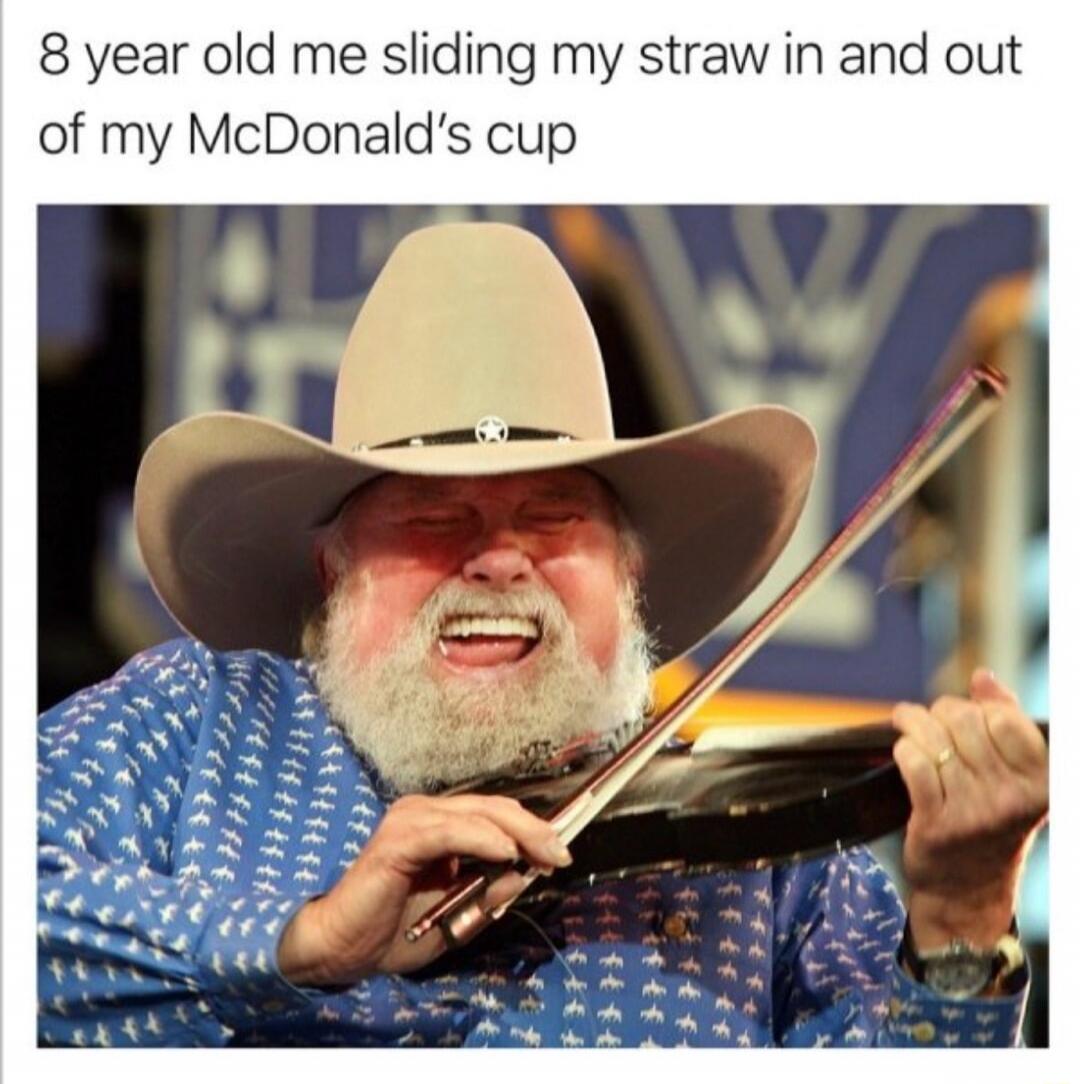 8 year old me sliding my straw in and out of my McDonald's cup