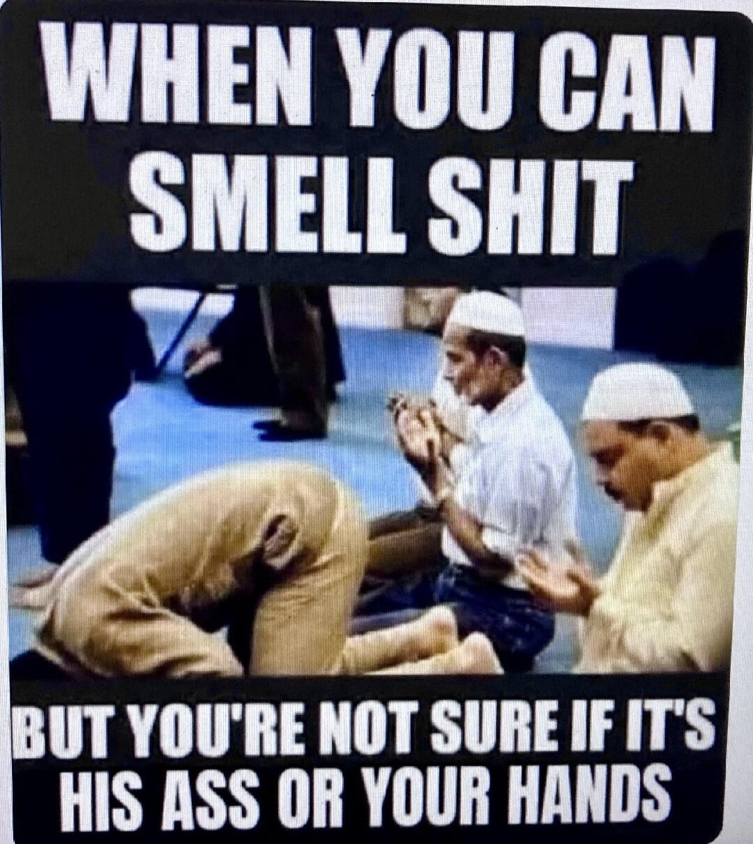 WHEN YOU CAN SMELL SHIT BUT YOU'RE NOT SURE IF IT'S HIS ASS OR YOUR HANDS