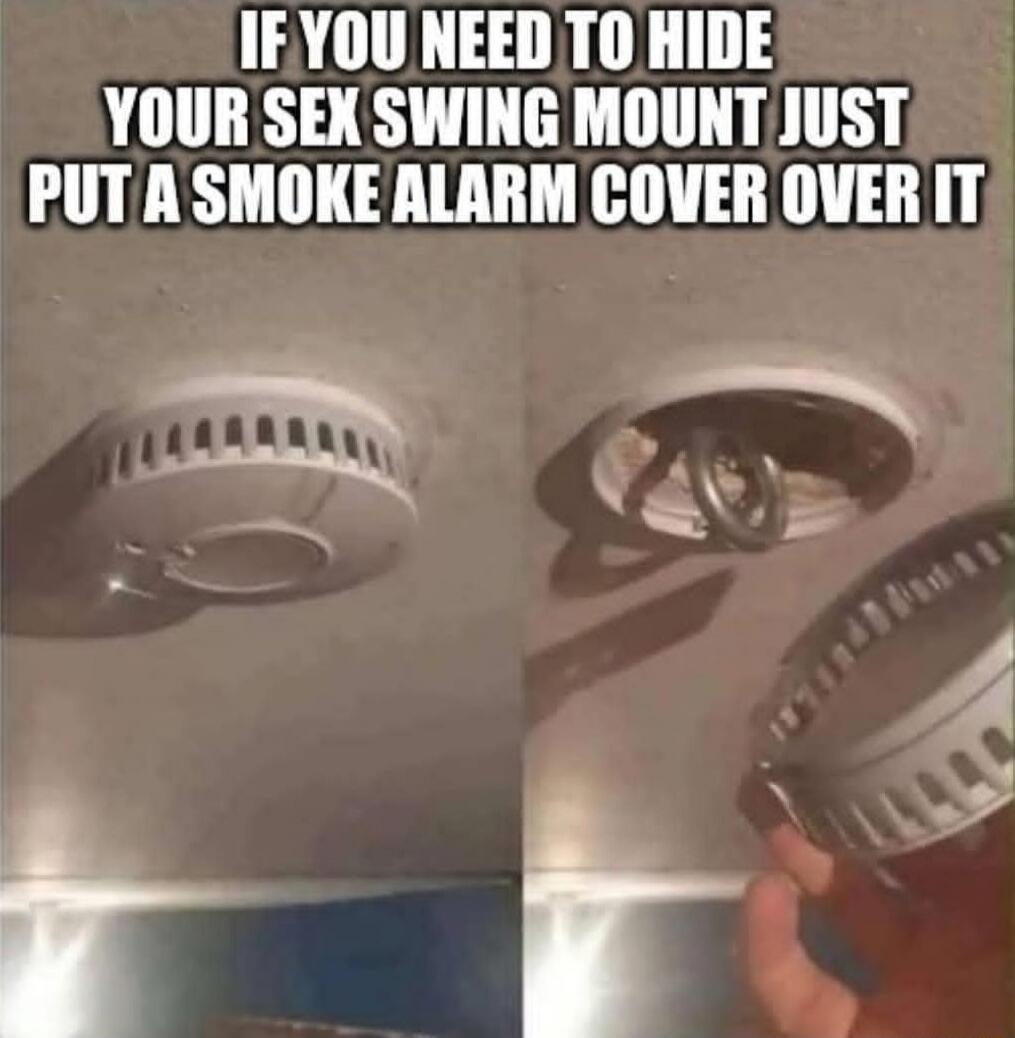 IF YOU NEED TO HIDE YOUR SEX SWING MOUNT JUST PUT A SMOKE ALARM COVER OVER IT
