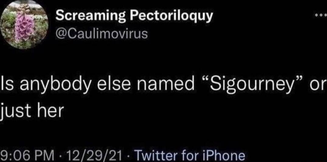RUEET BT Y Caulimovirus Is anybody else named Sigourney or just her 906 PM 122921 Twitter for iPhone