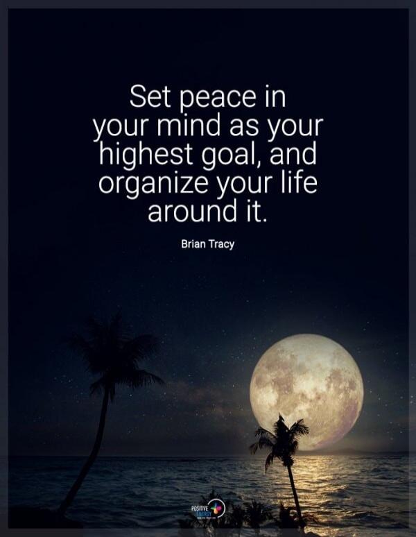 Set peace in your mind as your highest goal, and organize your life around it. Brian Tracy