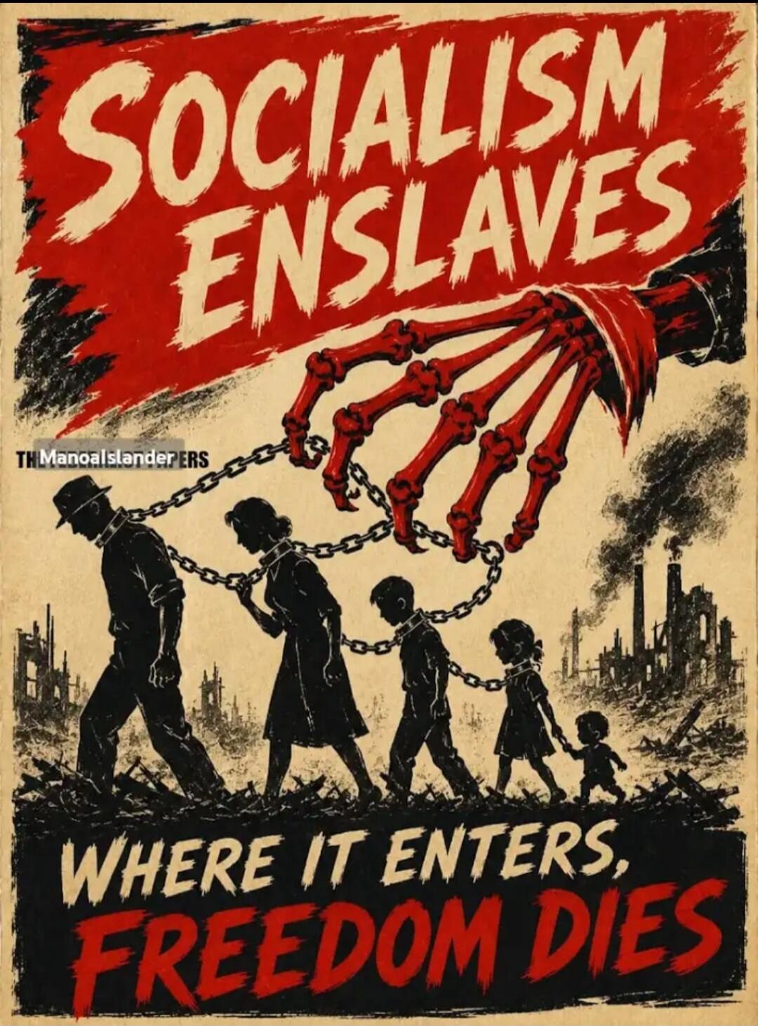 SOCIALISM ENSLAVES WHERE IT ENTERS, FREEDOM DIES TH ManoaIslander ERS