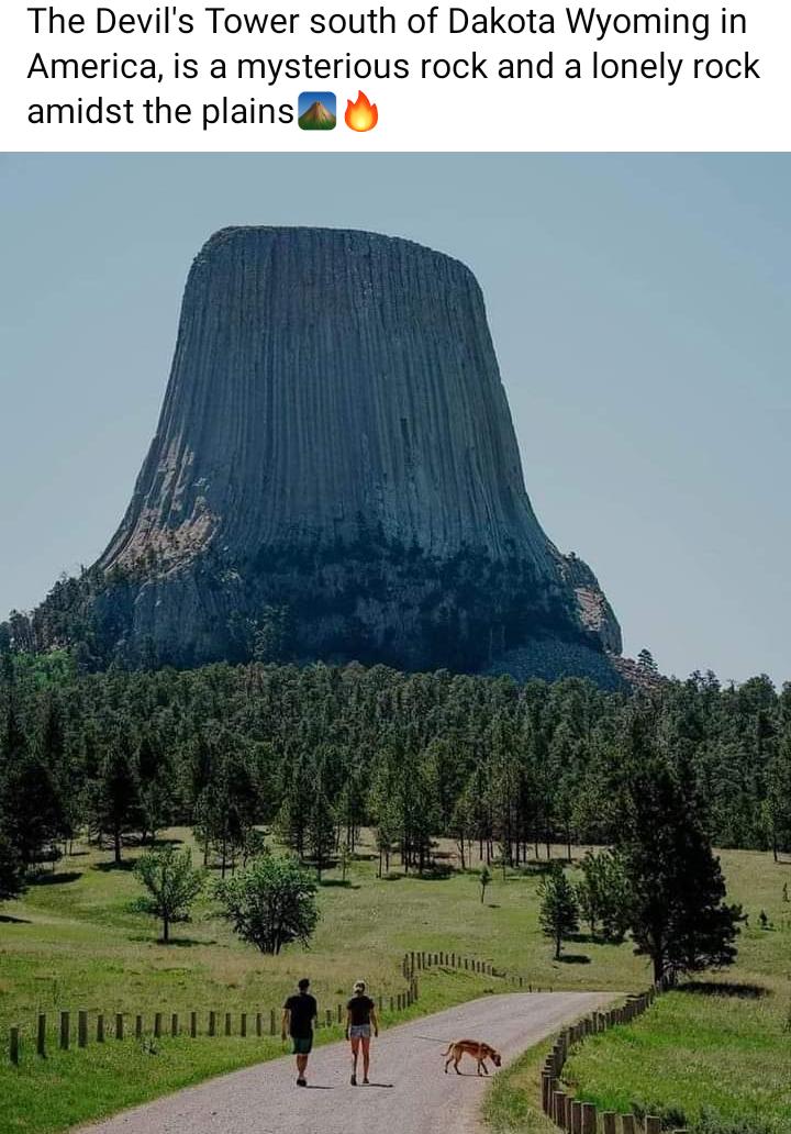 The Devils Tower south of Dakota Wyoming in America is a mysterious rock and a lonely rock amidst the plains
