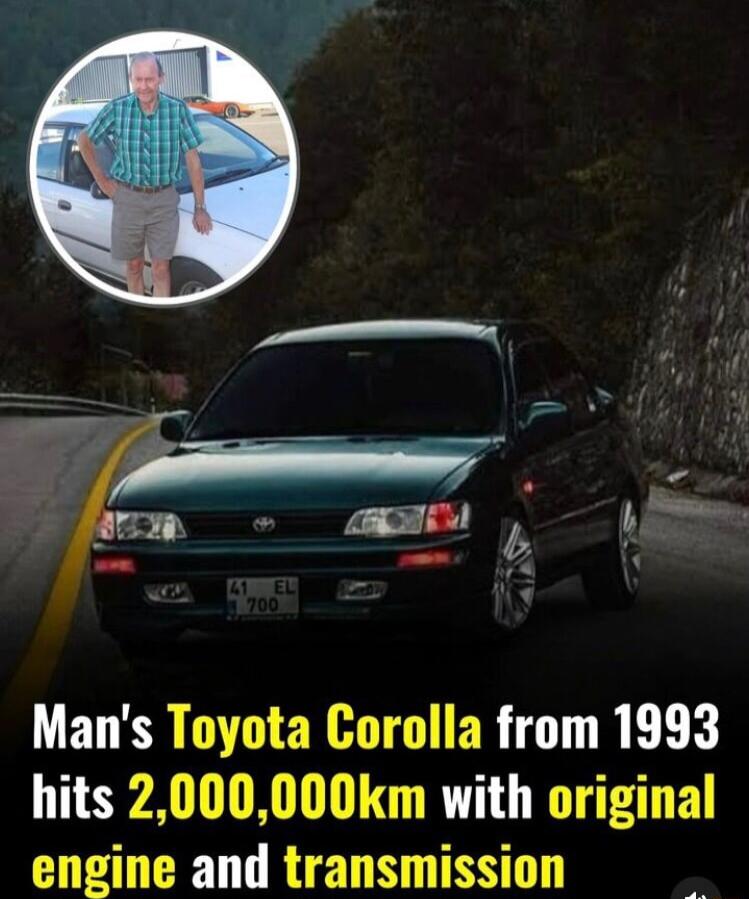 Mans Toyota Corolla from 1993 hits 2000000km with original engine and transmission