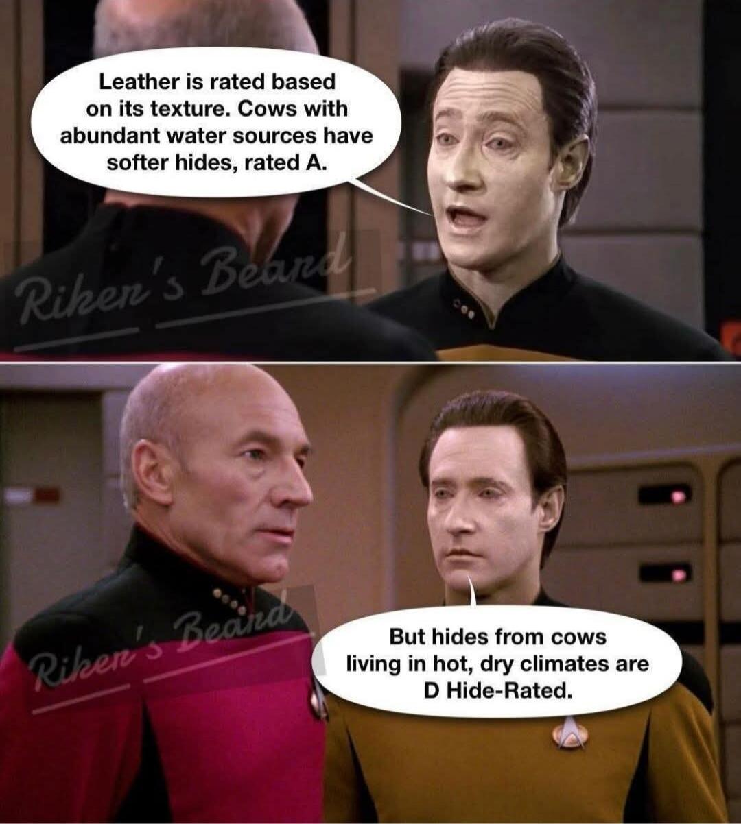 Leather is rated based on its texture. Cows with abundant water sources have softer hides, rated A. But hides from cows living in hot, dry climates are D Hide-Rated.