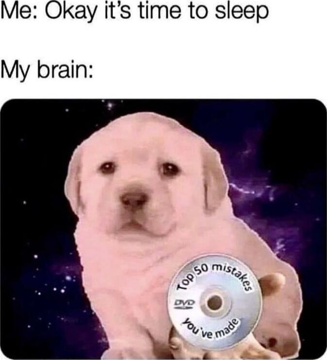 Me Okay its time to sleep My brain
