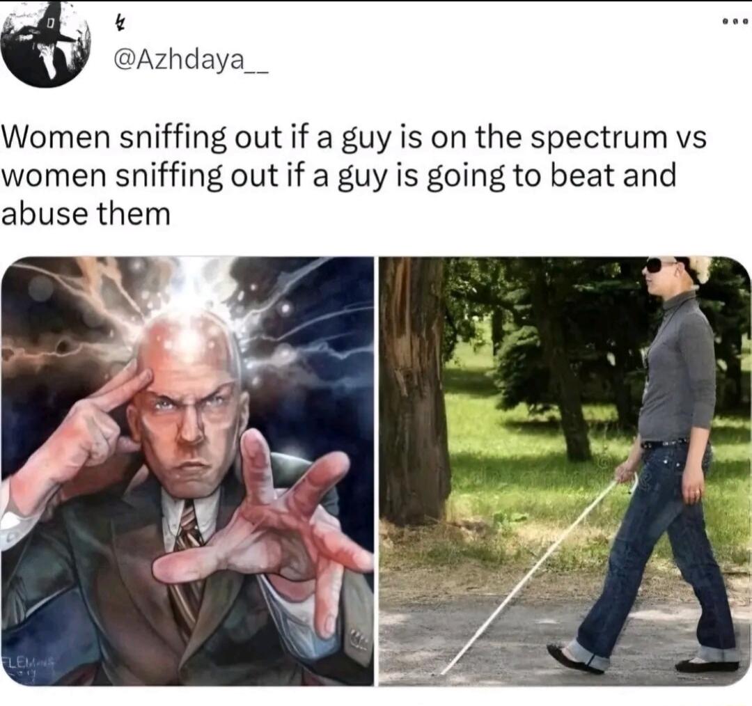 Women sniffing out if a guy is on the spectrum vs women sniffing out if a guy is going to beat and abuse them
