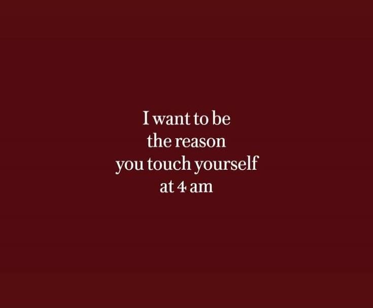 I want to be the reason you touch yourself at 4 am