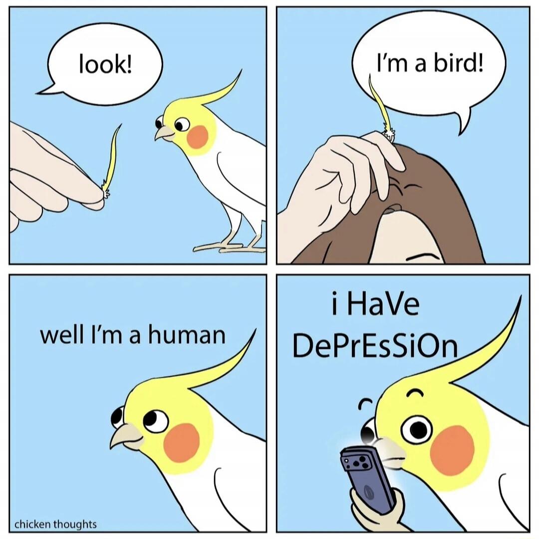 look!
I’m a bird!
well I’m a human
i Have DePrEsSiOn