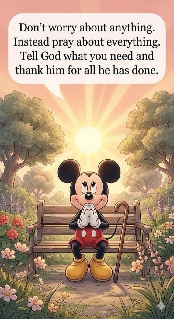 Don't worry about anything. Instead pray about everything. Tell God what you need and thank him for all he has done.