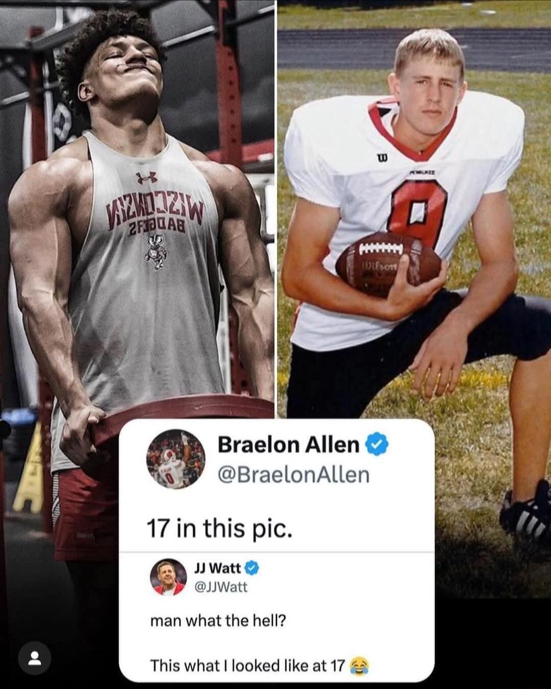 SR Braelon Allen 8 BraelonAllen 17 in this pic 1 watt man what the hell This what looked like at 17