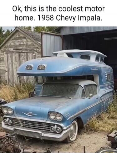 Ok, this is the coolest motor home. 1958 Chevy Impala. FOR SALE