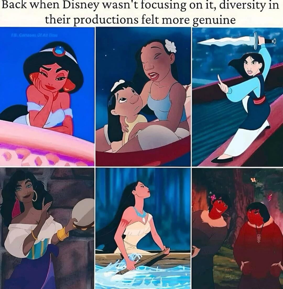 Back when Disney wasn't focusing on it, diversity in their productions felt more genuine