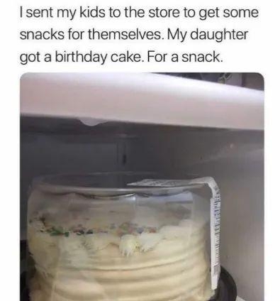 3 Megan meganbielby sent my kids to the store to get some snacks for themselves My daughter got a birthday cake For a snack e