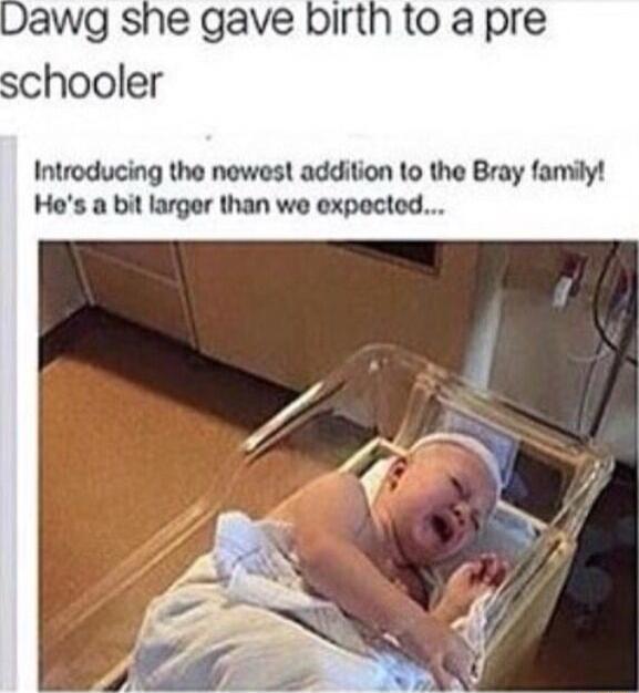 Dawg she gave birth to a pre Introducing the newest addition to the Bray family Hes a bit larger than we expected