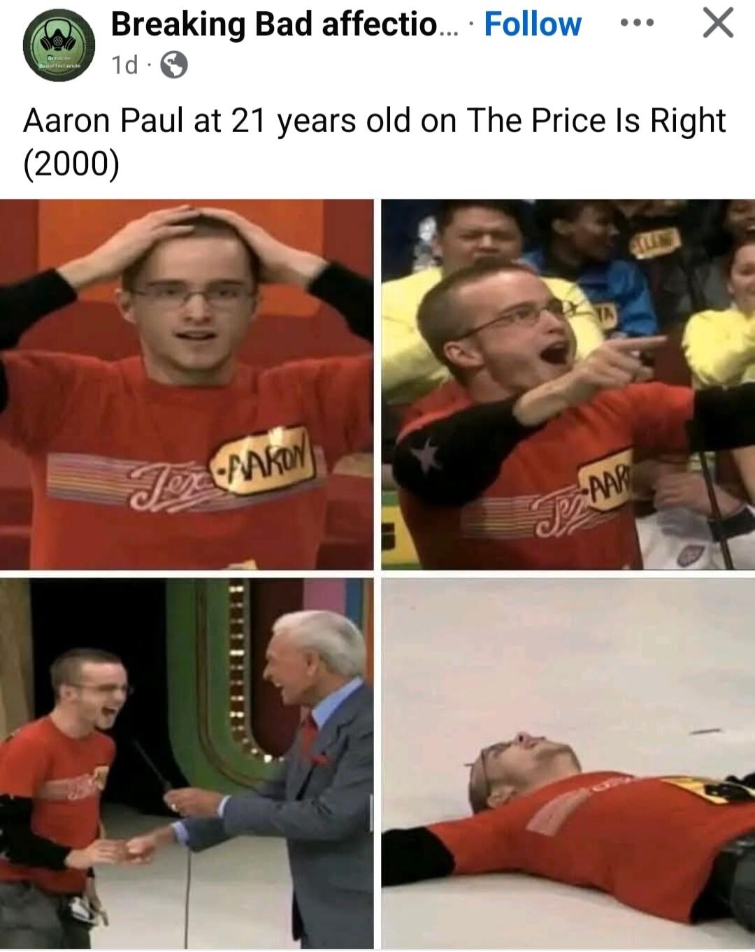 Breaking Bad affectio 0 X 14 Aaron Paul at 21 years old on The Price Is Right 2000