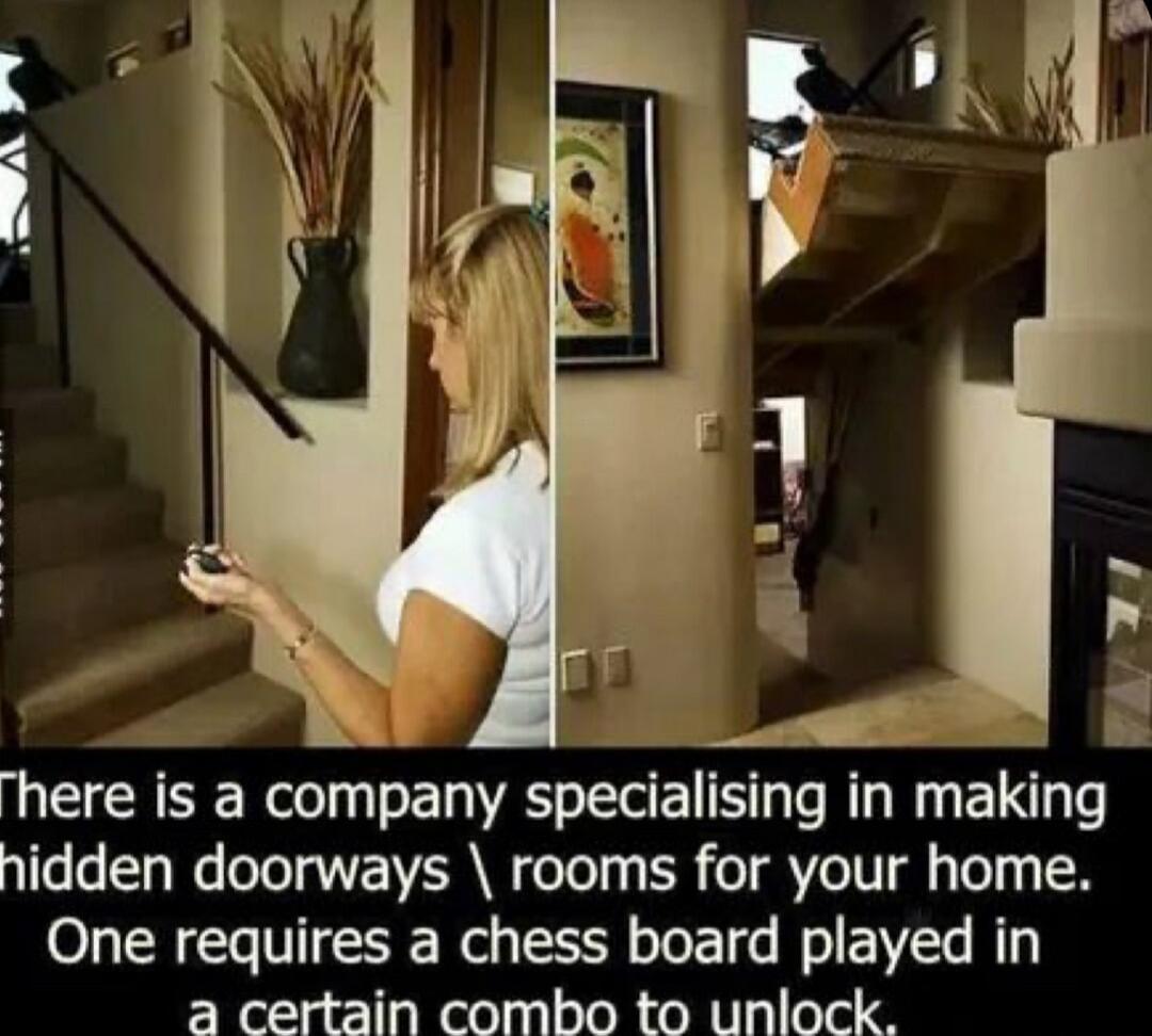 LEGIEE company specialising in maklng hidden doorways rooms for your home One requires a chess board played in a certain combo to unlock