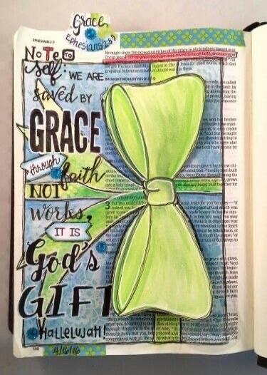 Note to self: We are saved by grace through faith, not works. It is God's gift. Hallelujah! Grace. Ephesians 2:8-9. 4/16/16.