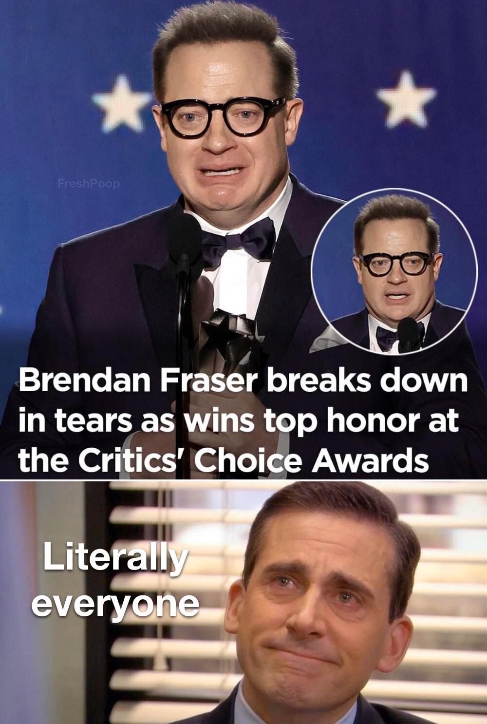 Brendan Frasr braks down R CETETRN ER ol oMy TeT s TeT 1 the Critics Choice Awards