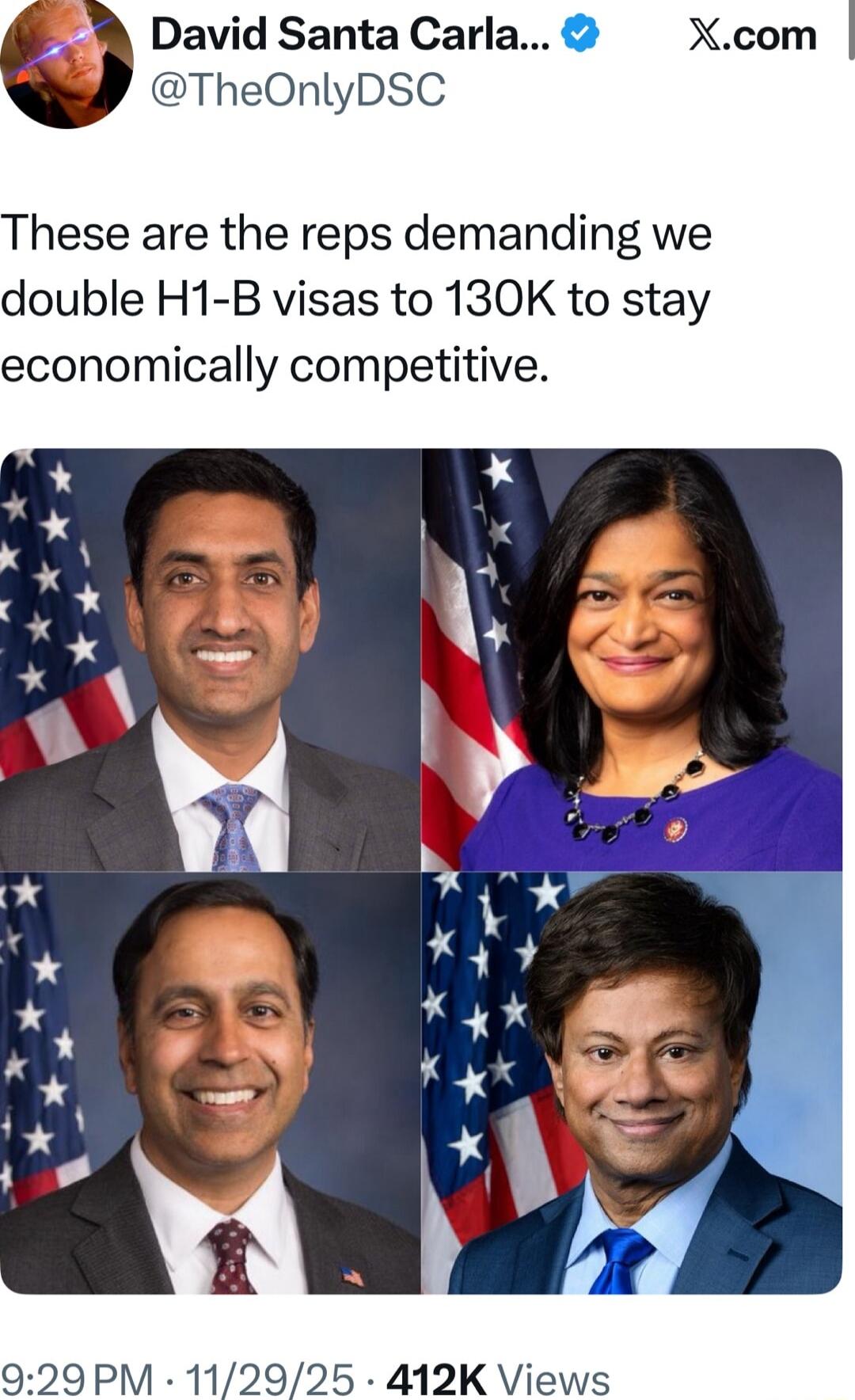 These are the reps demanding we double H1-B visas to 130K to stay economically competitive.